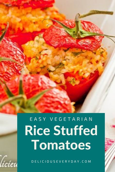 Stuffed Tomato, Vegetarian Rice, Fall Eats, Tomato Recipe, Eggplant Zucchini, Everyday Italian, Stuffed Tomatoes, Large Family Meals, Tomato Rice