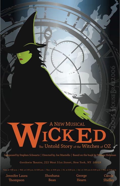 Wicked Poster Broadway, Wicked Musical Poster, Wicked Poster, Wicked Wallpaper, Musical Posters, Wicked Broadway, The Witches Of Oz, Movie Marquee, Play Poster