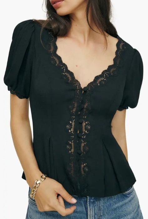 Elevate your style with the Minette Lace Puff Sleeve Top in Black. This elegant top features delicate lace detailing and chic puff sleeves, perfect for adding a touch of sophistication to any outfit. Ideal for both casual and formal occasions, it pairs beautifully with skirts or jeans. Shop now to embrace timeless fashion with a modern twist. Lace Puff Sleeve Top, Fall Wardrobe Essentials, Cardigan Design, Feminine Top, Square Neck Top, Designer Clothes For Men, Cashmere Cardigan, Puff Sleeve Top, Coat Fashion