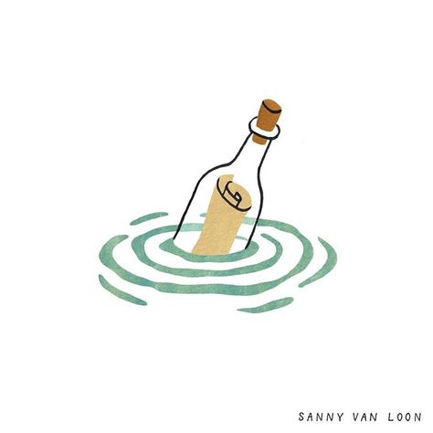 Sanny van Loon (@sannyvanloon) • Instagram-foto's en -video's Loon Illustration, Children Illustration Art, Sea Illustrations, Book Creative, Zestaw Ikon, Bottle Drawing, Illustrator Inspiration, Simple Illustration, Message In A Bottle