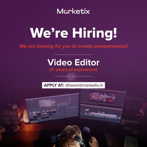 We’re looking for a talented Video Editor with 1+ years of experience who is skilled in Adobe Suit especially in Adobe Premiere Pro and Adobe After Effects.✨ If this is you, mail us your Resume/CV to Dhwani@marketix.in Note : • No freelancers or Part-time or Internship opportunities available • Our office is located near IIM, Ahmedabad. #marketix #hiring #vacancy #hiringnow #hiringdesigners #jobvacancy #joboffer #jobsinindia #jobopening #jobopportunity #videoeditor #aftereffects #premierep... Hiring Video Editor, Iim Ahmedabad, Private Investigator, Hiring Now, We Are Hiring, Adobe Premiere Pro, Job Offer, Adobe After Effects, Jobs Hiring