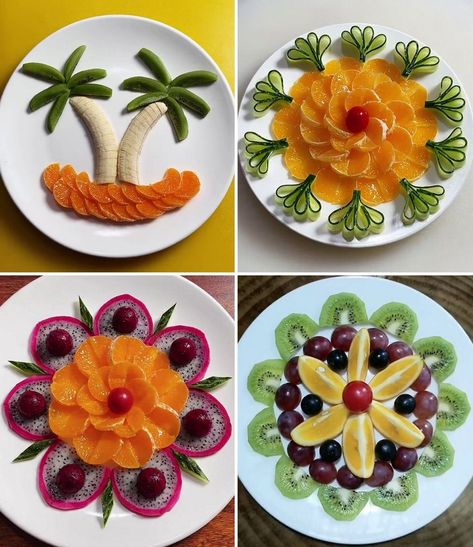 Fruit And Vegetable Decoration, Plate Decoration Ideas, Fruit Carving Ideas, Fruits And Vegetables Images, Fruits Carving, Fruit Salad Decoration, Salad Decoration Ideas, Eat More Fruit, Salad Decoration