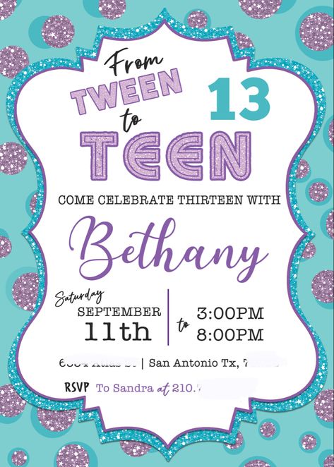 13th Birthday Invitations Zazzle, 13th Birthday Party Invitations For Girl, 13 Birthday Invitation Ideas, 13th Birthday Invitations Girl, 13th Birthday Party Ideas For Teens, Bday Plans, Zootopia Anime, 13th Birthday Party, Bday Party Invitations