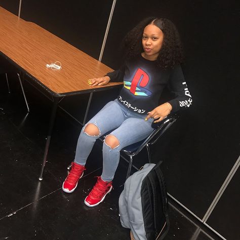 Red Jordan 11 Outfit Women, 11s Outfit, Jordan 11 Outfit, Jordan 11 Outfit Women, Outfits Lazy, Lit Outfits, Pretty Shirts, Cute Lazy Outfits, Casual School Outfits