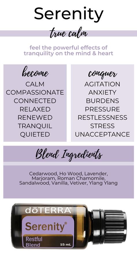 Emotions And Essential Oils, Serenity Essential Oil, Doterra Serenity, Terra Essential Oils, Essential Oils Doterra, Alternative Therapy, Doterra Essential Oils Recipes, Doterra Oil, Essential Oils Guide