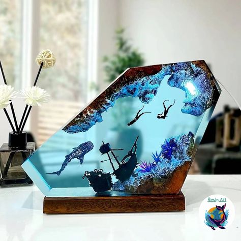 Ocean Lamp, Sunken Ship, Wooden Lamp Base, Unique Night Lights, Art Lamp, Novelty Lighting, Wooden Lamp, Whale Shark, Wood Lamps