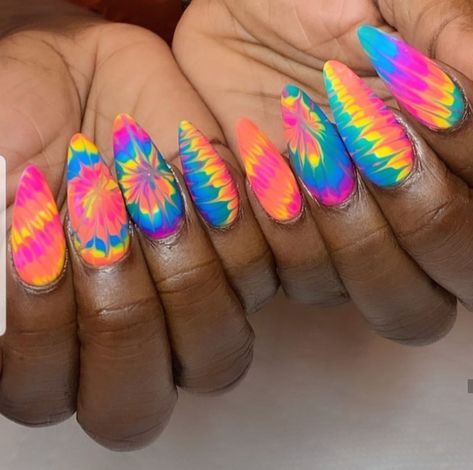 Lexi Nails, King B, Neon Nail Designs, Dark Nail, Hippie Nails, Tie Dye Nails, Cool Winter, Cute Nail Art Designs, Nail Design Inspiration