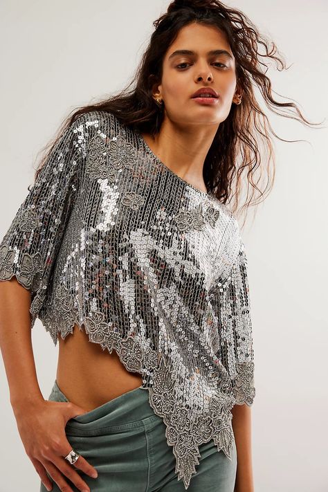 Silver sequin top