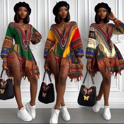 Dashiki baby 💋💋❤️💋 Repping African vogue style Dashiki Outfit Women, Kwanzaa Outfits, Afropunk Fashion, Dashiki Outfit, Dashiki Fashion, Afrocentric Fashion, Dashiki Dress, Traditional African Clothing, Vogue Style