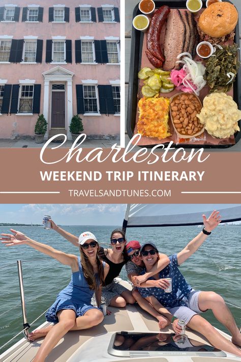 Plan the perfect weekend in Charleston, SC with this guide on where to stay, where to eat and drink, and what to do in Charleston. Can be a romantic getaway for couples or a fun friends trip. Charleston Sc Bachelorette Weekend, Weekend In Charleston Sc, Trip To Charleston Sc, Charleston Travel Guide, Couples Dinner, Fun Couple Activities, Friends Trip, Long Weekend Trips, Booze Cruise