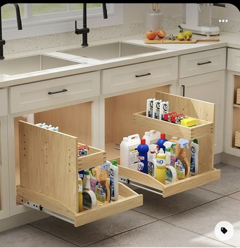 Sliding Shelf, Cabinet For Kitchen, Under Sink Organizer, Pull Out Cabinet, Kitchen Cabinet Inspiration, Kitchen Cabinetry Design, Cabinet Inspiration, Kitchen Sink Organization, Kitchen Sink Storage