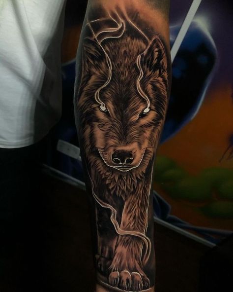 Half Sleeve Tattoos Wolf, Calf Sleeve Tattoo, Shen Long Tattoo, Fenrir Tattoo, Calf Tattoo Men, Unique Half Sleeve Tattoos, Tiger Tattoo Sleeve, Wolf Tattoos Men, Lion Tattoo Sleeves