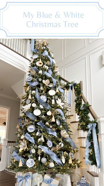 Duck Egg Blue Christmas Tree, Blue And White Ornaments Christmas Tree, Powder Blue Christmas Tree, Blue And White Willow Christmas Tree, Christmas Decor Blue And White, Blue Toile Christmas Tree, French Blue Christmas Decor, Christmas Decor Ideas Blue And White, Light Blue And White Christmas Tree