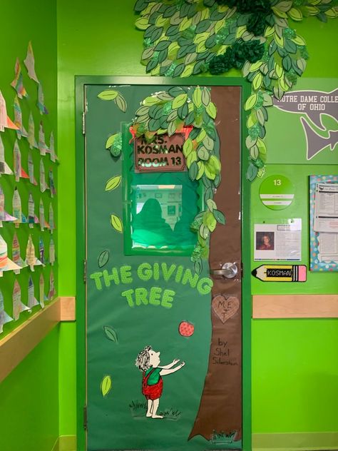 The Giving Tree made by items found at The Dollar 🌳 Door Tree, Storybook Theme, Tree Door, Teacher Door, Door Decorating Contest, Giving Tree, The Giving Tree, Teacher Doors, Toddler Classroom