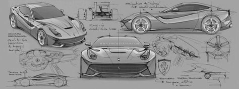 Ferrari F12 Berlinetta sketches by design director Flavio Manzoni Flavio Manzoni, Ferrari Sketch, Ferrari Berlinetta, Ferrari F12 Berlinetta, Design Sketching, F12 Berlinetta, Enzo Ferrari, Ferrari F12, Automotive Engineering