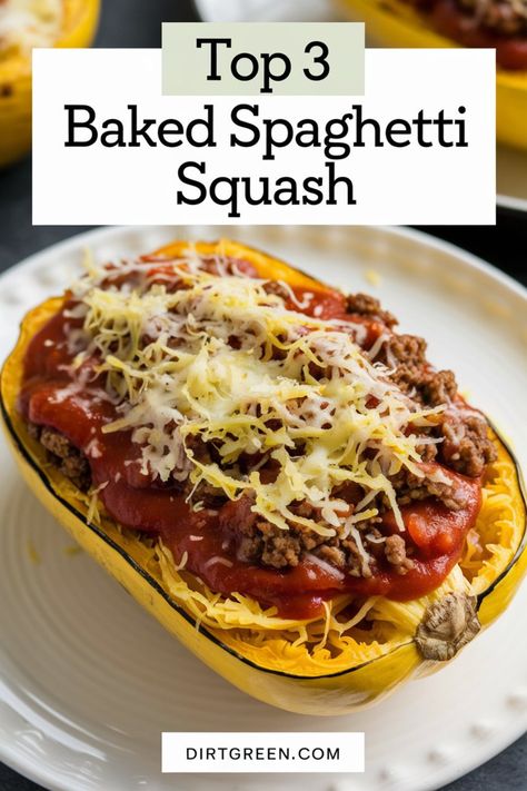 Discover the top 3 baked spaghetti squash recipes that are easy, healthy, and delicious! These dishes are perfect for weeknight dinners and full of flavor. #Top3BakedSpaghettiSquash #SpaghettiSquashRecipes #HealthyEating #EasyDinnerIdeas Baked Spaghetti Squash With Meat Sauce, Spaghetti Squash Boats Recipes, What To Do With Spaghetti Squash, Low Cal Spaghetti Squash Recipes, Simple Spaghetti Squash Recipes, How To Make Spaghetti Squash, Spaghetti Squash Recipes How To Cook, How To Cook Spaghetti Squash, Speggetti Squash Recipes Spaghetti