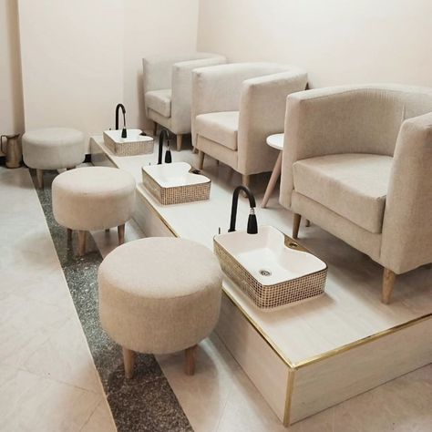 Bringing self-care spaces to life one piece at a time! Thank you, @ivory_nail_retreat , for making us part of your salon! From luxurious pedicure stations to stylish waiting areas, @nor_furniture can help you create a serene escape for nail enthusiasts. Don't forget to check them out for your next 💅🛋️ . . . #norfurniture #madeinethiopia #FurnitureDesign #NailSalon #addisababa Luxury Nail Salon Interior Design Pedicure Station, Cozy Nail Salon, Salon Pedicure Station Ideas, Pedicure Station Ideas Diy, Pedi Station Ideas, Small Pedicure Station Ideas, Pedicure Set Up Ideas, Male Interior Design, Nail Tech Chair