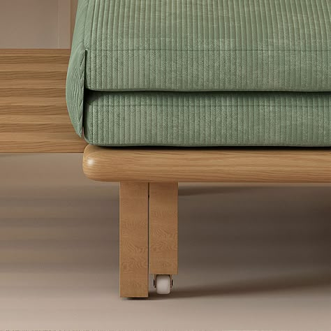 Hernest | Set of 2 Modern Ash Solid Wood Pull-Out Single Sofa Beds and Rotatable Tray Storage Side Table, Green 2 Seaters Sofa Couches Convertible Sleeper Side Table Green, Scandinavian Sofa, Storage Side Table, Sofa Bed Wooden, Scandinavian Sofas, Bed Wooden, Single Sofa Bed, Pull Out Sofa Bed, Tray Storage