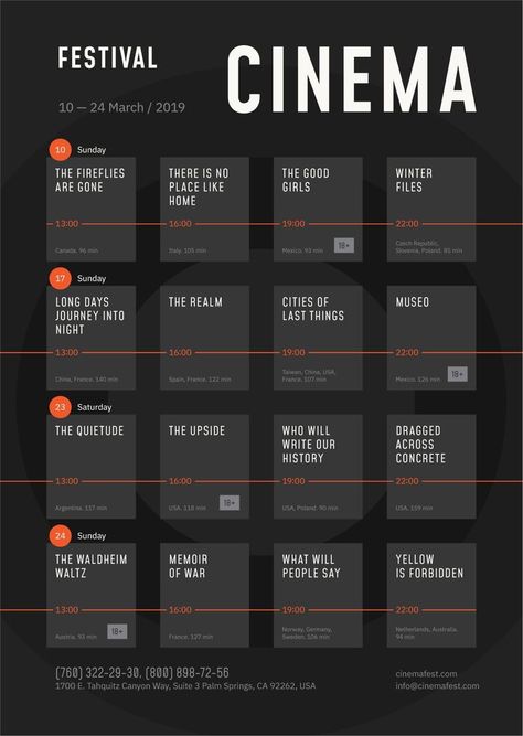 Graphic Design Schedule, Event Schedule Design, Day Schedule Template, Programme Design, Cinema Magazine, Cannes Film Festival 2023, Schedule Poster, 보고서 디자인, Film Festival Poster