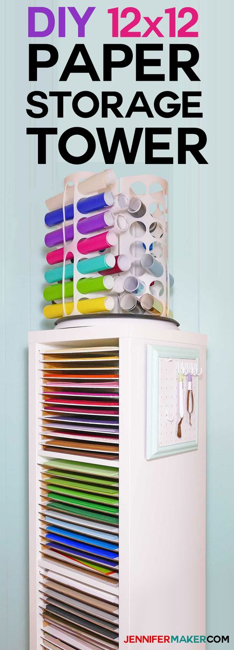 DIY 12x12 Scrapbook Paper Storage Organizer Tower | IKEA Hack | Storage for Paper | Craft Room Organization Studio Seni, Scrapbook Paper Organization, Ikea Hack Storage, Scrapbook Paper Storage, Craft Paper Storage, Diy Scrapbook Paper, Inkscape Tutorials, Paper Organizer, Diy Organizer