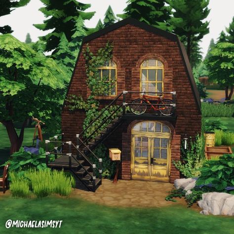 Weird Sims 4 Builds, Sims 4 Artist House, Ts4 Werewolf Cc, Sims 4 Spellcaster House, Cottage Layout, Sims4 Builds, Werewolf Games, Sims 4 Cottage, Sims Inspiration