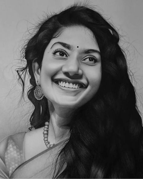 Human Face Sketch, Pencil Sketch Portrait, Digital Painting Photoshop, Photoshop Lessons, Pencil Drawing Images, Celebrity Portraits Drawing, Pencil Sketching, Pencil Drawings Of Animals, Sai Pallavi