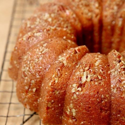 Apple-Walnut Bundt Cake- Martha Stewart Bourbon Bundt Cake, Boozy Cakes, Rum Cakes, Rum Cake Recipe, Cake Mug, Gateaux Cake, Rum Cake, Bundt Cakes Recipes, Sweet Potato Recipes