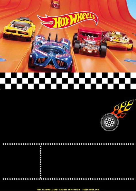 (FREE Printable) – Super Cool Hot Wheels Birthday Invitation Templates | FREE Printable Baby Shower Invitations Templates Hot Wheel Printables, Cool Hot Wheels, Hot Wheels Themed Birthday Party, Hot Wheels Invitations, Bolo Hot Wheels, Hotwheels Birthday Party, Free Printable Baby Shower Invitations, Cars Birthday Invitations, Hot Wheels Party