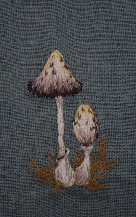 Mushroom Embroidery Tutorial, Shroom Embroidery, Goblincore Embroidery, Fungi Embroidery, Mushroom Embroidery Pattern, Embroidery Mushrooms, Grunge Embroidery, Mushrooms Embroidery, Goth Embroidery