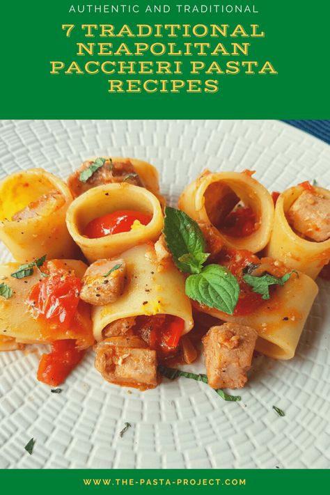 Paccheri (schiaffoni) is an iconic Neapolitan pasta that Italians serve in seafood, vegetarian and meat sauce recipes. It can also be baked and stuffed. Check out these authentic Italian paccheri recipes and discover how delicious and versatile this pasta is! #paccheri #schiaffoni #italianpasta #pastarecipes #thepastaproject Neapolitan Pasta, Authentic Italian Pasta Recipes, Italian Pasta Recipes Authentic, Meat Sauces, Authentic Italian Pasta, Pasta Noodle Recipes, Best Pasta Dishes, Favorite Pasta Recipes, Meat Sauce Recipes