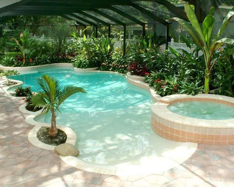 Beach pool Beach Entry Pool, Living Pool, Backyard Beach, Tropical Pool, Small Pools, Dream Pools, Spa Design, Backyard Pool Designs, Beautiful Pools