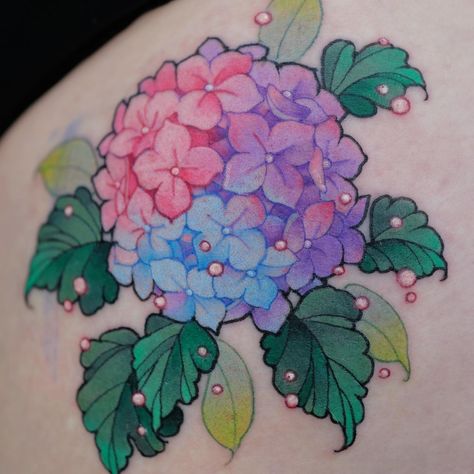 벨찌 • who grew up with Sailor Moon 🌙 | #hydrangea . . . #colortattoo #botanicalart #flowerillustration #floraltattoo #bodypainting #moscowtattoo #berlintattoo #londontattoo… | Instagram Tiny Colorful Tattoos, Sea Slug Tattoo, Sailor Moon Tattoo Ideas, Bmo Tattoo, Kawaii Tattoo Ideas, Backpack Tattoo, Pastel Tattoos, Watercolor Tattoo Design, Best Feminine Tattoos