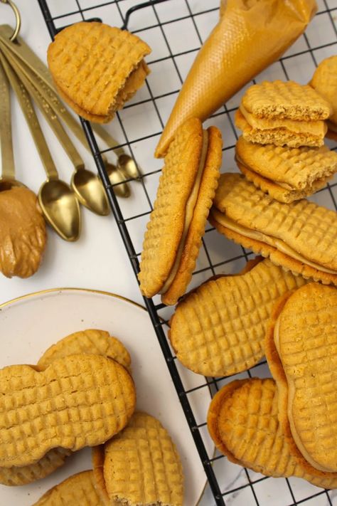 Copycat Nutter Butter Cookies - The Squeaky Mixer - Easy And Fun Baking Recipes Strawberry Sugar Cookies, Peanut Butter Brands, Zebra Cake, Nutter Butter Cookies, Nutter Butter, Fun Baking, Peanut Butter Filling, Butter Cookies Recipe, Christmas Tree Cake