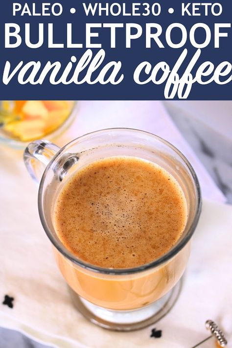 Just Jessie B: Vanilla "Bulletproof" Coffee | PALEO, Whole30 Bulletproof Coffee Recipe, Whole30 Keto, Butter Coffee, Starting Keto Diet, Cinnamon Butter, Keto Drink, Keto Fat, Bulletproof Coffee, Perfect Keto