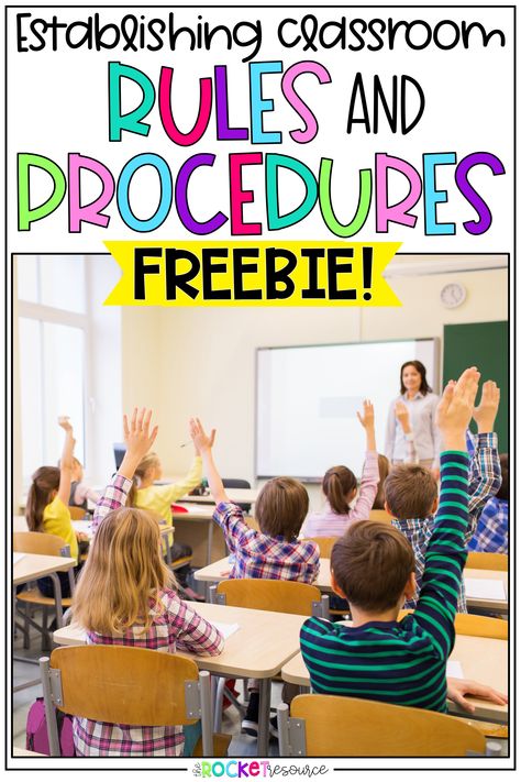 Before the first days of school, its important to think about and plan how you want your classroom to look, feel, and run. Get 5 tips for establishing your classroom rules and procedures in this blog post. Also get a FREE classroom procedures planning page! First Day Of School Procedures, Preschool Procedures, First Grade Rules, Classroom Rules And Procedures, Harry Wong, Routines And Procedures, School Procedures, Teaching Rules, First Days Of School