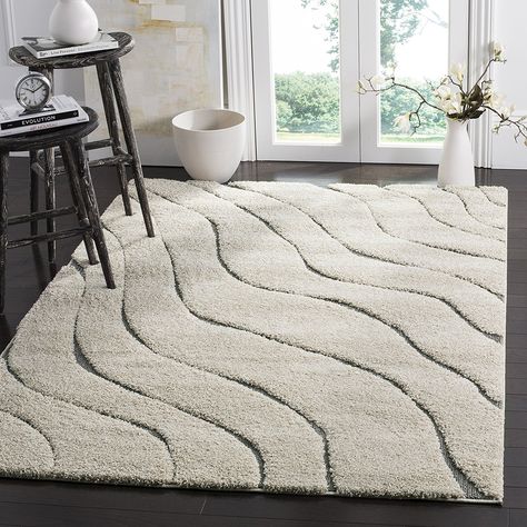 Amazon.com: Safavieh Shag Collection SG472-1180 Cream and Grey Area Rug, 8' x 10': Kitchen & Dining Modern Shag, Rug Cream, Stunning Fashion, Shag Carpet, Shag Rugs, Gray Area Rug, Shag Area Rug, Rug Living Room, Bedroom Carpet