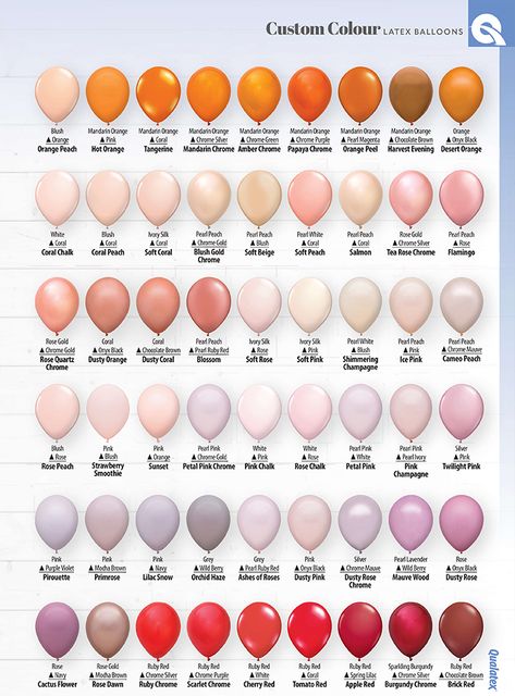 Qualatex Double Stuffed Chart, Qualatex Balloon Colors, Tuftex Balloon Color Chart, Double Stuffed Balloon Color Chart, Custom Balloon Colors, Balloon Boutique, Balloon Accessories, Balloon Colors, Decor Balloons