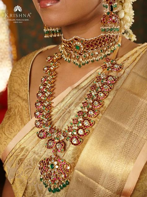 Kundan Necklace Simple, Bridal Kundan Jewellery Set, Bridal Kundan Jewellery, Mango Mala Jewellery, Rani Haram, South Indian Bride Jewellery, Kundan Bridal Set, Indian Brides Jewelry, Gold Jewelry Prom