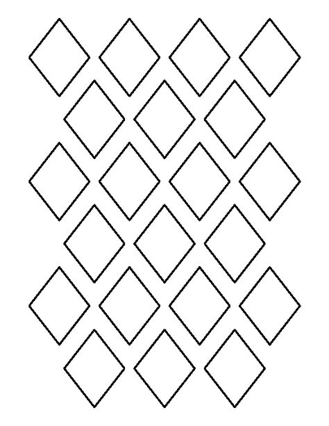 2 inch diamond pattern. Use the printable outline for crafts, creating stencils, scrapbooking, and more. Free PDF template to download and print at http://patternuniverse.com/download/2-inch-diamond-pattern/ Diamond Template Free Printable, Geometric Stencil Templates, Sims Diamond Template, Diamond Stencil, Diamond Printable, Black And White Diamond Pattern, Diamond Pattern Design, Diamond Template, Printable Outline