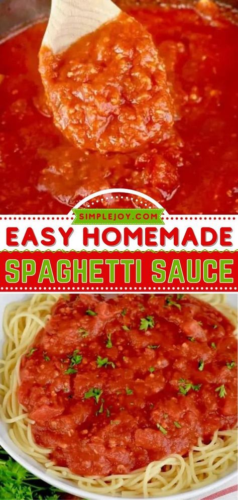 Meatless Spaghetti Sauce Recipe, Spagetti Sauce Recipe, Quick Spaghetti Sauce, Homemade Italian Spaghetti Sauce, Make Spaghetti Sauce, Making Spaghetti Sauce, Spaghetti Sauce From Scratch, Homemade Spaghetti Sauce Easy, Recipes Spaghetti