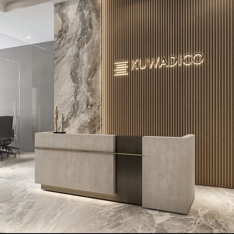 CRM | KUWADICO OFFICE RECEPTION :: Behance Reception Area Design Office Receptionist Desk, Reception Table Ideas Office, Museum Reception Desk, Lobby Desk Design, Corian Reception Desk, Reception Lobby Interior, Reception Ideas Office, Luxury Office Reception Design, Luxury Reception Area