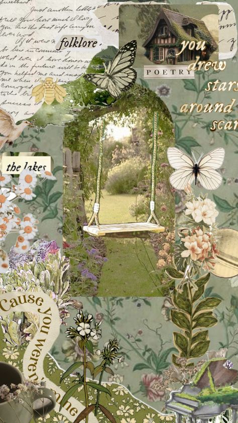 Folklore Wallpaper Taylor Swift, Green Vintage Wallpaper, Folklore Wallpaper, Wallpaper Taylor Swift, Wallpaper Garden, Quote Collage, Wrong People, Wallpaper Green, Preppy Wallpaper