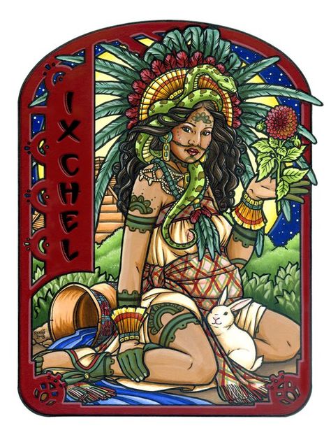 Ix Chel Tattoo, Ix Chel Goddess, Ixchel Goddess Tattoo, Ixchel Goddess, Ix Chel, Mayan Princess, Mayan Astrology, Inca Art, Aztec Symbols