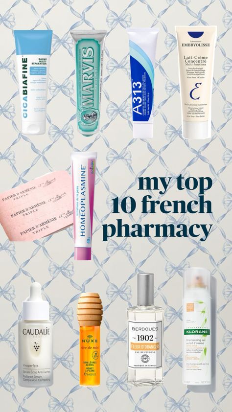 French Pharmacy✨✨✨ #pharmacy #french #beautyproducts #beauty #frenchpharmacy #marvis #nuxe #homeoplasmine #top #dryshampoo #a313 #embryolisse #cicabiafine Face Massage Roller, French Pharmacy, French Skincare, Beauty Routine Tips, Sun Lotion, Hair Skin Nails, Skin Care Steps, Bath And Body Care, Face Massage