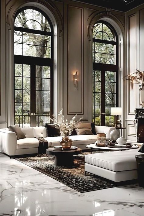 Italian Luxury Interior, Modern Neoclassical Interior Living Room, Dark Wood Furniture Living Room Ideas, Black White And Beige Living Room, Luxury Fireplace Living Room, Italian Modern Interior Design, Luxury House Ideas, Modern Italian Living Room, Timeless Living Room