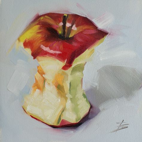 Fruit Art Drawings, Apple Core, Labs Art, Gcse Art Sketchbook, Apple Painting, Art Fruit, Apple Art, Fruit Painting, Arte Inspo