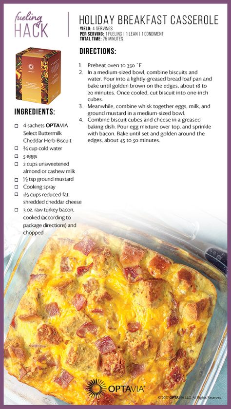 Holiday Breakfast Casserole, not just for holidays. Optavia Fueling Hack Optavia Fueling Hacks, Holiday Breakfast Casserole, Fueling Hacks, Medifast Recipes, Lean Protein Meals, Green Breakfast, Lean And Green, Lean Meals, Lean And Green Meals