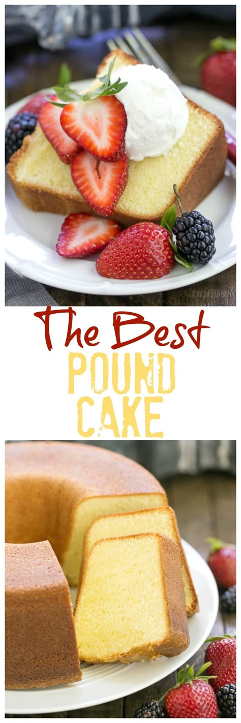 The Best Pound Cake | Dense, yet tender and delicious! Perfect topped with berries and cream! @lizzydo Perfect Pound Cake Recipe, The Best Pound Cake, Vanilla Pound Cake Recipe, Best Pound Cake, Best Pound Cake Recipe, Easy Pound Cake, Moist Pound Cake, Pound Cake Recipes Easy, Resipi Kek