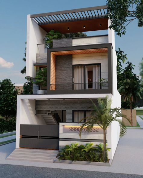 20FT X 50FT HOUSE ELEVATION #small house #smallhousedesign #modernhouse [Small house , elevation design , house plan, modern elevation] 20 Ft Front Elevation, House Elevation Design Indian, House Plan Modern, Modern Elevation, Small House Elevation, Small House Elevation Design, Modern Exterior House, Modern Exterior House Designs, Elevation Design