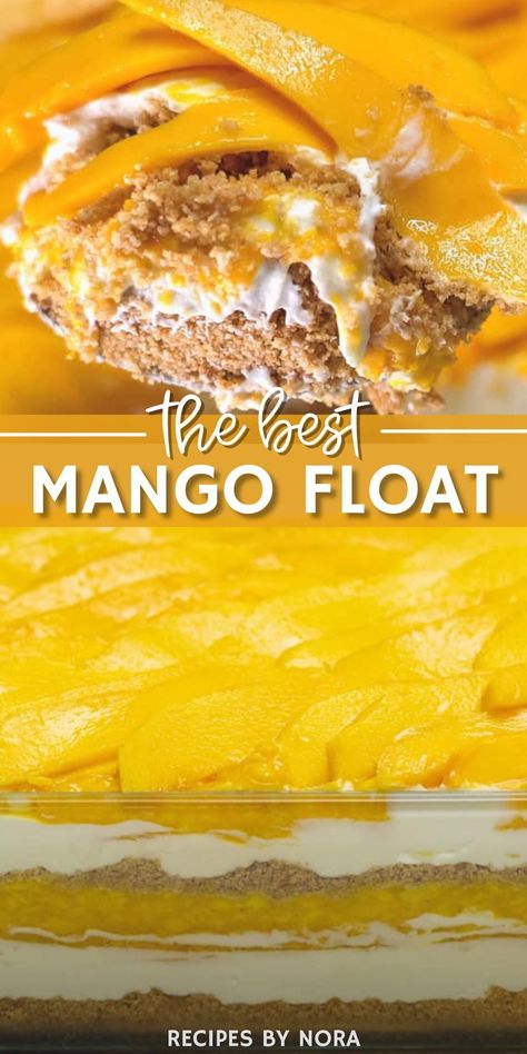 Mango Float also known as Mango Royale is the Filipino version of an icebox cake, a no-bake dessert made with layers of crushed graham crackers, whipped cream, and the sweetest mangoes. Quick and easy to make, you will love this classic Filipino dish. A refreshing dessert, perfect for an Easter dessert, parties, showers, or any special occasion. Wherever you choose to share it, this luscious dessert is sure to be a hit. Fruit Delight, Mango Float, Digestive Cookies, Float Recipes, Stabilized Whipped Cream, Spring Dessert, Amazing Desserts, Refreshing Desserts, Icebox Cake